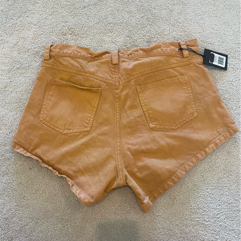 High Waist Gold and Yellow Shorts - Picture 3 of 4